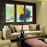 赵无极现代简约三联抽象画客厅有框画 沙发背景墙装饰画卧室挂画