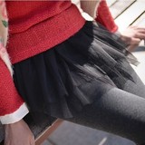 外穿打底裤裙假两件韩版网纱学院风秋冬款女裤大码高腰女士9分裤
