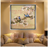 中式风格工笔花鸟纯手绘油画复式客厅别墅玄关过道装饰画现代油画