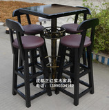 厂家直销 酒吧桌椅组合 咖啡桌椅套件 户外桌椅 实木高脚吧台椅