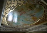 欧式吊顶大型古典人物壁画 美式风格艺术画 定制纯手绘人物画墙绘