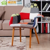 北欧家具设计师实木餐椅百家布现代简约扶手布艺餐厅椅子