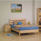 大自然实木床单人床大床双人床木质榻榻米床铺护栏2人松木床