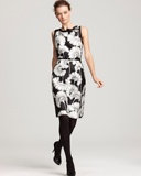 Kate Spade 日式和风印花经典修身黑白背心裙连衣裙