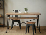 简约实木书桌铁艺家具餐桌椅欧美式做旧复古定制办公会议电脑桌子