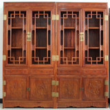 东阳红木书柜非洲花梨木玻璃组合柜实木书架四门书橱办公室展示柜