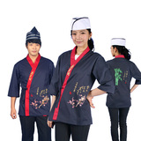 日式料理服上衣 定制刺绣寿司和服 日本工作服酒店餐厅服务员男女