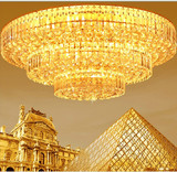 灯具客厅黄色水晶灯圆形金色水晶吸顶灯餐厅灯led 传统聚宝盆灯饰