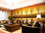 欧尚大型壁画抽象树风景油画客厅卧室影视背景沙发墙欧式壁纸墙纸