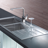 厨房一体成型高级不锈钢双槽水槽 洗菜盆池台下盆拉丝光表面8806F