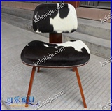 CL2002 埃姆斯曲木椅-高凳黑白毛牛皮 Eames chair DCW奶牛皮餐椅