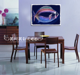 现代简约装饰画 餐厅墙面挂画抽象壁画鱼 饭厅无框画厨房壁画单幅