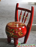 牛角凳红色坐椅餐厅凳中国风复古尺寸可定制做中式实木彩绘家具