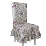 厂家直销紫鸢花开布艺餐椅套连体椅子套罩酒店现代简约四个起定做