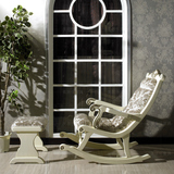 摇椅 美式新古典白色实木懒人椅欧式实木躺椅阳台休闲椅直销特价