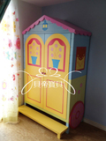 4011】公主房衣柜美式田园实木家具定制彩绘房子造型儿童双门衣柜
