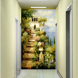 欧式3D立体电视背景墙墙纸壁画玄关走廊过道墙面墙纸大型壁画油画