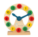 木制质婴幼儿童宝宝小孩认知数字形状时钟积木钟表玩具空心时钟