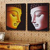 博艺佳手绘油画泰国佛像画中式家居墙画如来壁画佛头像有框装饰画