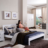 喜梦宝实木家具 现代简约橡胶木床 1.5米欧式实木床双人床 白色床