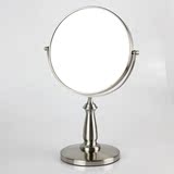 镜子台式化妆镜金属双面镜欧式复古美容镜高清放大结婚镜不锈钢色