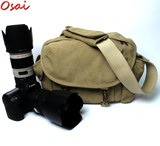 专业帆布相机包 佳能60D 700D 6D 5D2 3套机单反摄影包 单肩背包