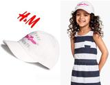 皇冠帽子新款女童帽外贸出口H家儿童棒球帽运动帽白色贴布中大童