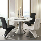 不锈钢大理石圆桌可转动饭桌咖啡桌子接待桌洽谈桌餐桌椅组合 A22