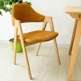 北欧布艺餐椅 实木 水曲柳餐厅咖啡椅 现代餐椅书椅 时尚简约现代