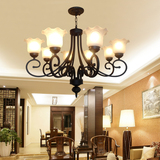美式8.3头吊灯现代简约欧式铁艺客厅卧室餐厅温馨复古吸顶灯饰具