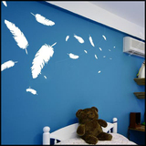 时尚墙贴 可来图定做 DIY手绘模板 彩绘模板 温馨田园卧室贴 羽毛