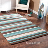现代时尚简约宜家地毯 客厅沙发地毯特价蓝色地中海条纹地毯门垫
