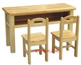 幼儿园早教设备儿童抽屉两人原木双层两人樟子松桌椅学生厂家直销