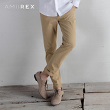 Amii官方旗舰店REX2014新款弹力卡其色休闲长裤修身小直筒正品牌
