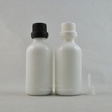 50ML瓷白料玻璃精油瓶白玉瓶配塑料大头盖分装瓶 化妆工具瓶