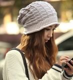 针织韩版帽子女秋冬季高档 产妇帽月子帽 情侣帽 女士头巾堆堆帽