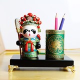 中国风笔筒熊猫出国礼物送老外小朋友传统特色学生礼品京剧热卖