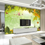 3D立体大型壁画 绿色枫叶电视沙客厅卧室背景墙纸壁纸环保壁画