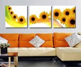 客厅装饰画现代简约卧室走廊壁画餐厅画背景墙无框画三连画向日葵