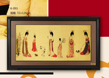 中式古典人物 画龙有框绣金画 簪花仕女图 客厅装饰画壁画挂画
