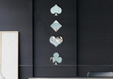 扑克牌时尚 沙发电视背景镜面贴 创意家居墙面立体装饰 镜子墙贴