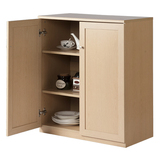 白枫木色双门碗柜餐边柜实木茶水柜碗橱储物简易橱柜厨房微波炉柜
