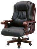 黑色牛皮大班椅 老板椅 真皮办公椅电脑转椅时尚升降简约实木扶手
