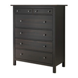 IKEA宜家代购 汉尼斯 6屉柜 黑褐色 斗柜床头柜抽屉柜