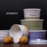 出口日本Givenchy 陶瓷保鲜碗 圆形简约 谷物便当盒密封带盖