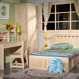 全松木卧室家具 欧式公主床 实木 1.2米单人床木质儿童床 1.5米床