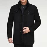 冬装新款中年男士羊绒加厚茄克衫大牌高档毛呢外套正品男装夹克