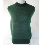 鄂尔多斯市新款女士纯山羊绒衫圆领加厚羊毛衫印花绿色毛衣T-C1