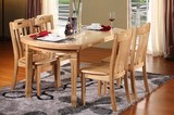 促销餐桌椅组合圆桌子多功能实木伸缩折叠小户型松木方桌饭桌田园