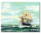 自由自画diy数字油画餐厅书房手绘数码填色油画 一帆风顺正品包邮